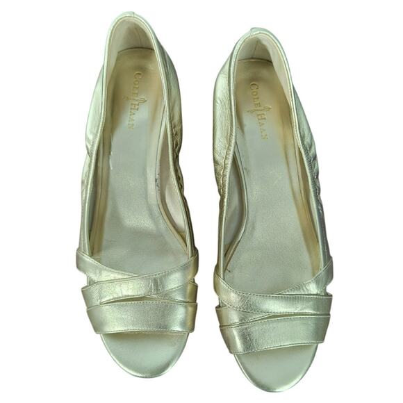 Cole Haan Air Amari Wedge Heel Women's Sz 7.5 B Metallic Gold Open Toe Shoes - Picture 8 of 16